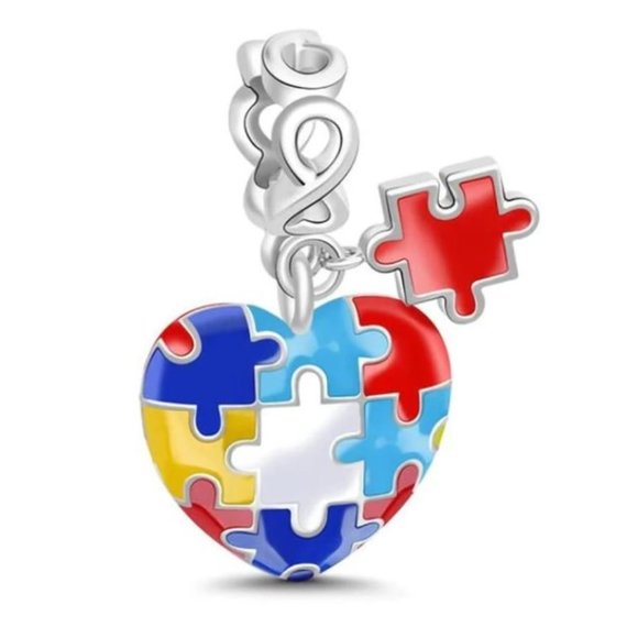 Jewelry - Sterling Silver Puzzle Heart Charm Fits Original Bracelet